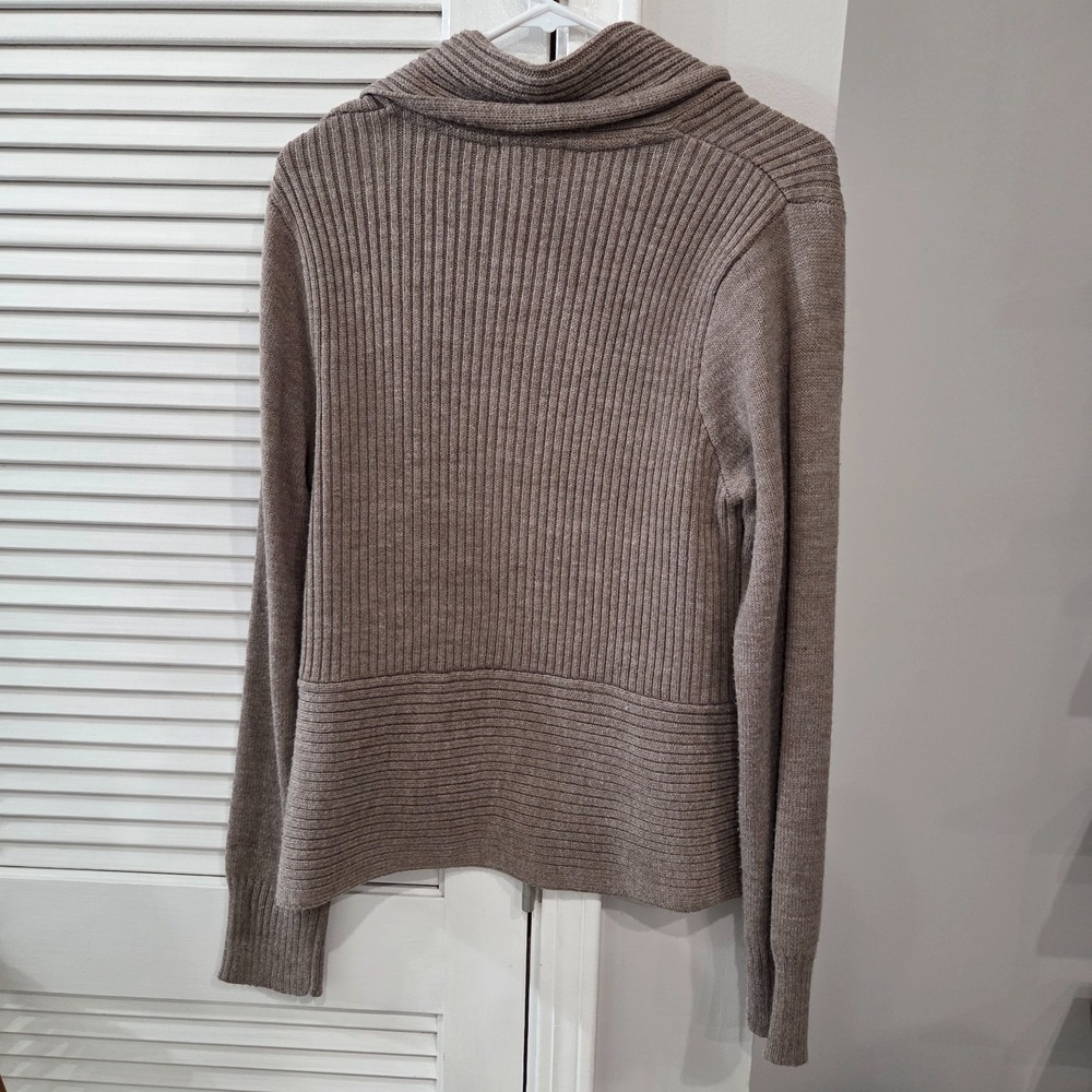 H&M Basic Brown Ribbed Open Front Cardigan Size Large - Picture 2 of 7